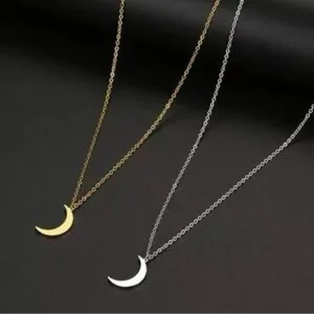 Gold Plated?Stainless Steel Moon?Necklace